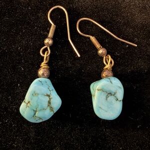 Turquoise Stone Dangle Navajo Earrings